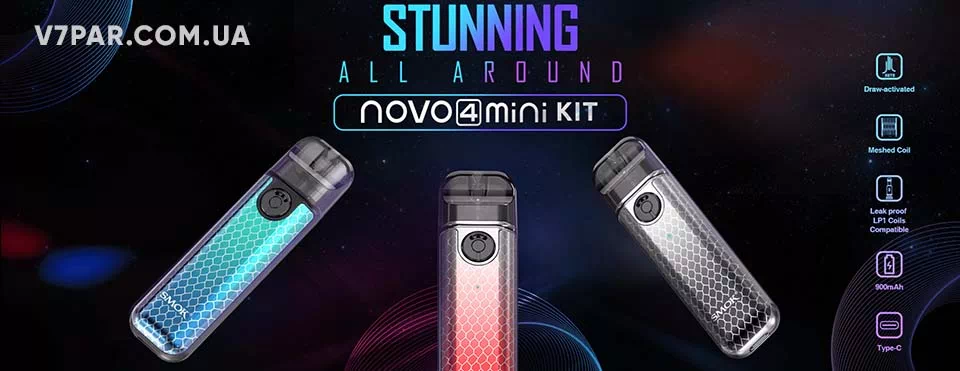 Smok Novo 4 Mini Pod Kit (Original) Купить Smok Novo 4 Mini Pod Kit (Original) - модель с мощным аккумулятором